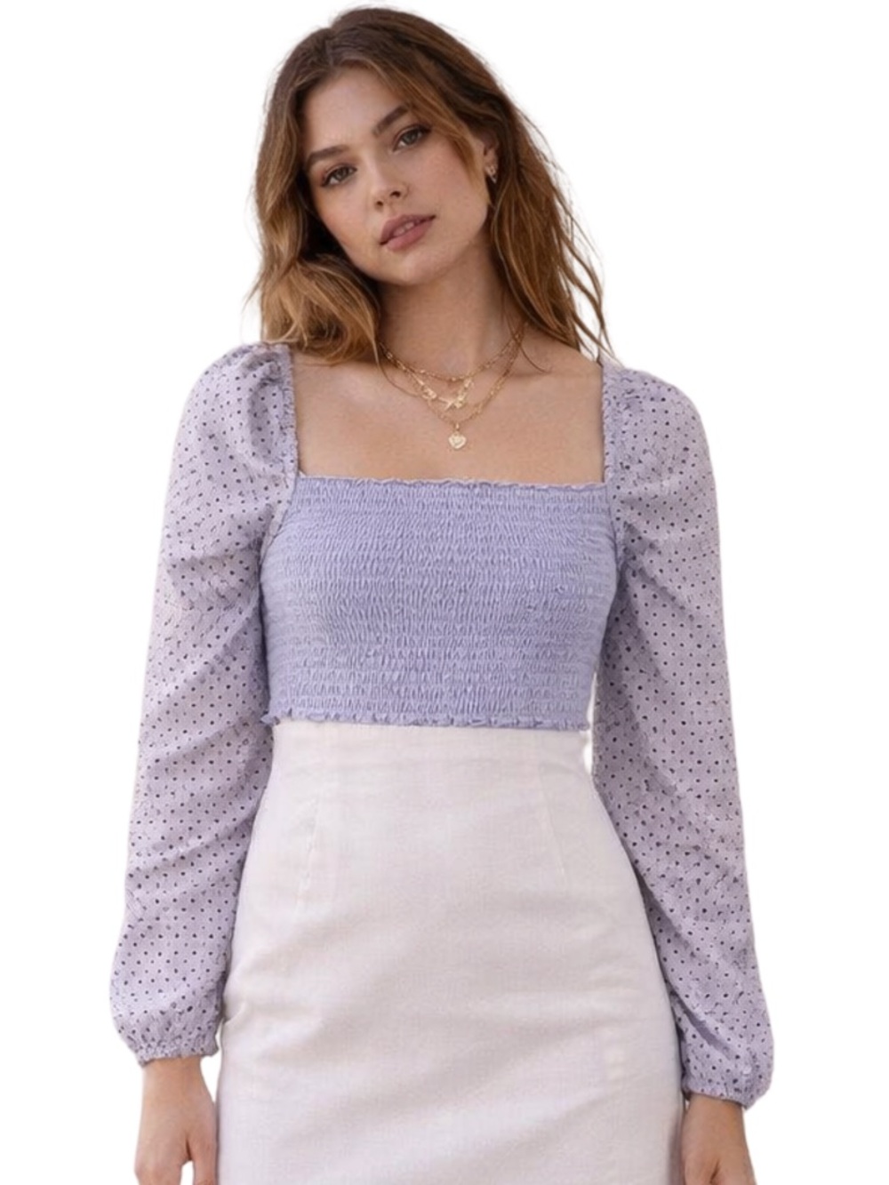 Simons Twik Square Neck Top | Lilac | Size S | NWT